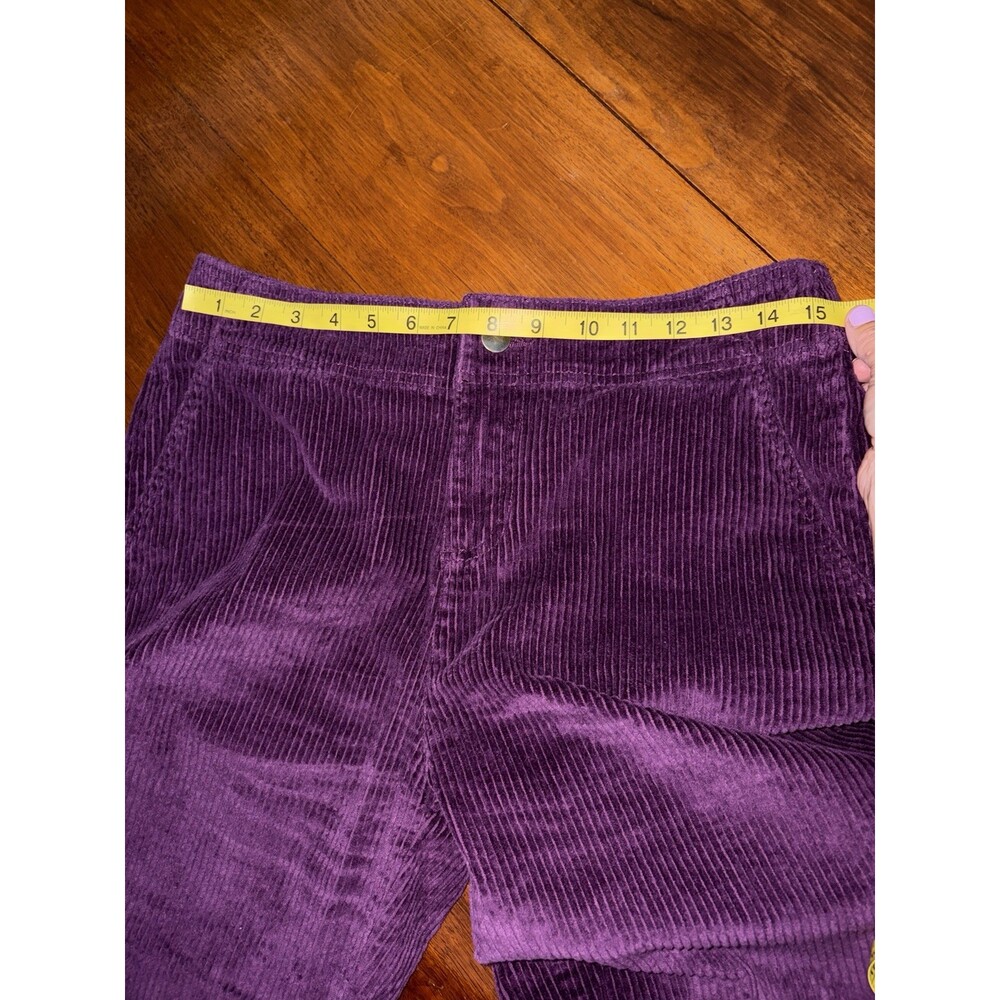 Pact Corduroy Cropped Wide Leg Pants Womens Purple L Stretch Organic Cotton Y2K - Picture 7 of 9